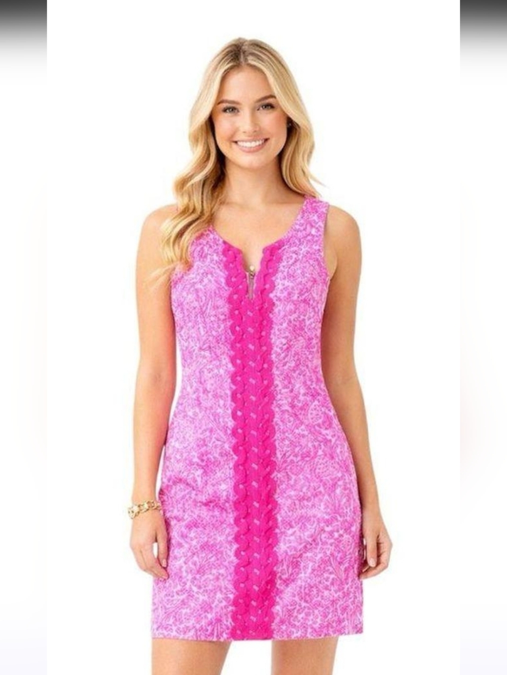 Lilly Pulitzer for Target Pink Sleeveless Shift Dress with Scalloped Trim size 6
